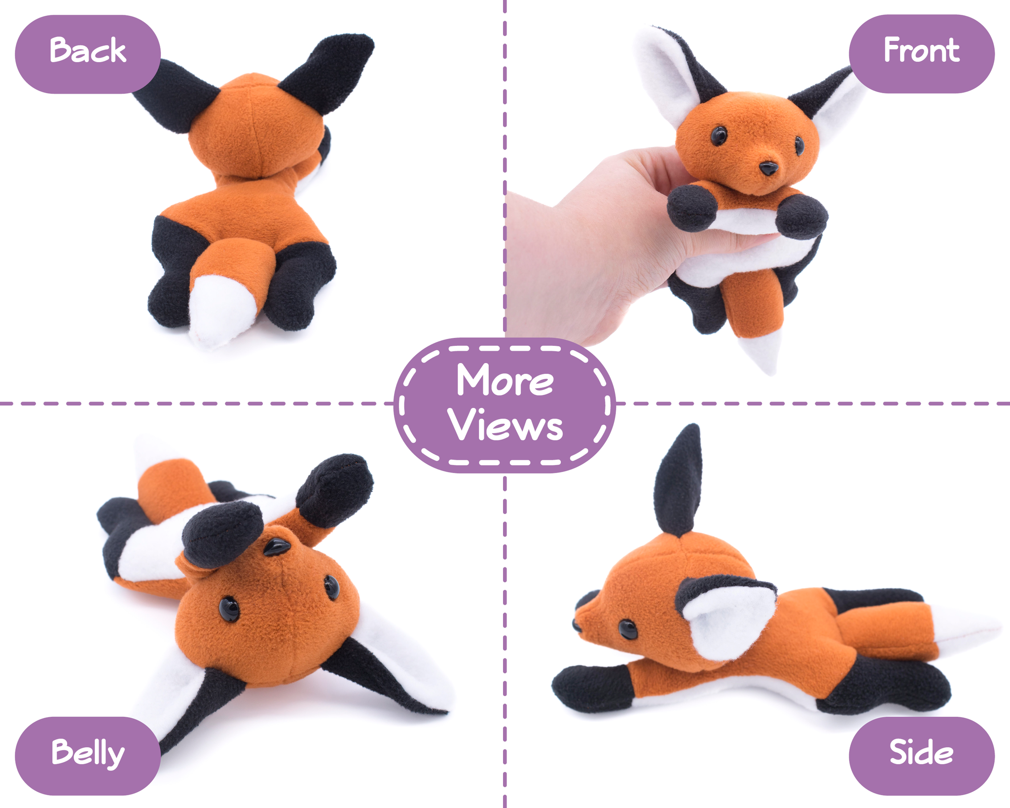 Fox and Cat Stuffed Animal Sewing Pattern Digital Download BeeZeeArt