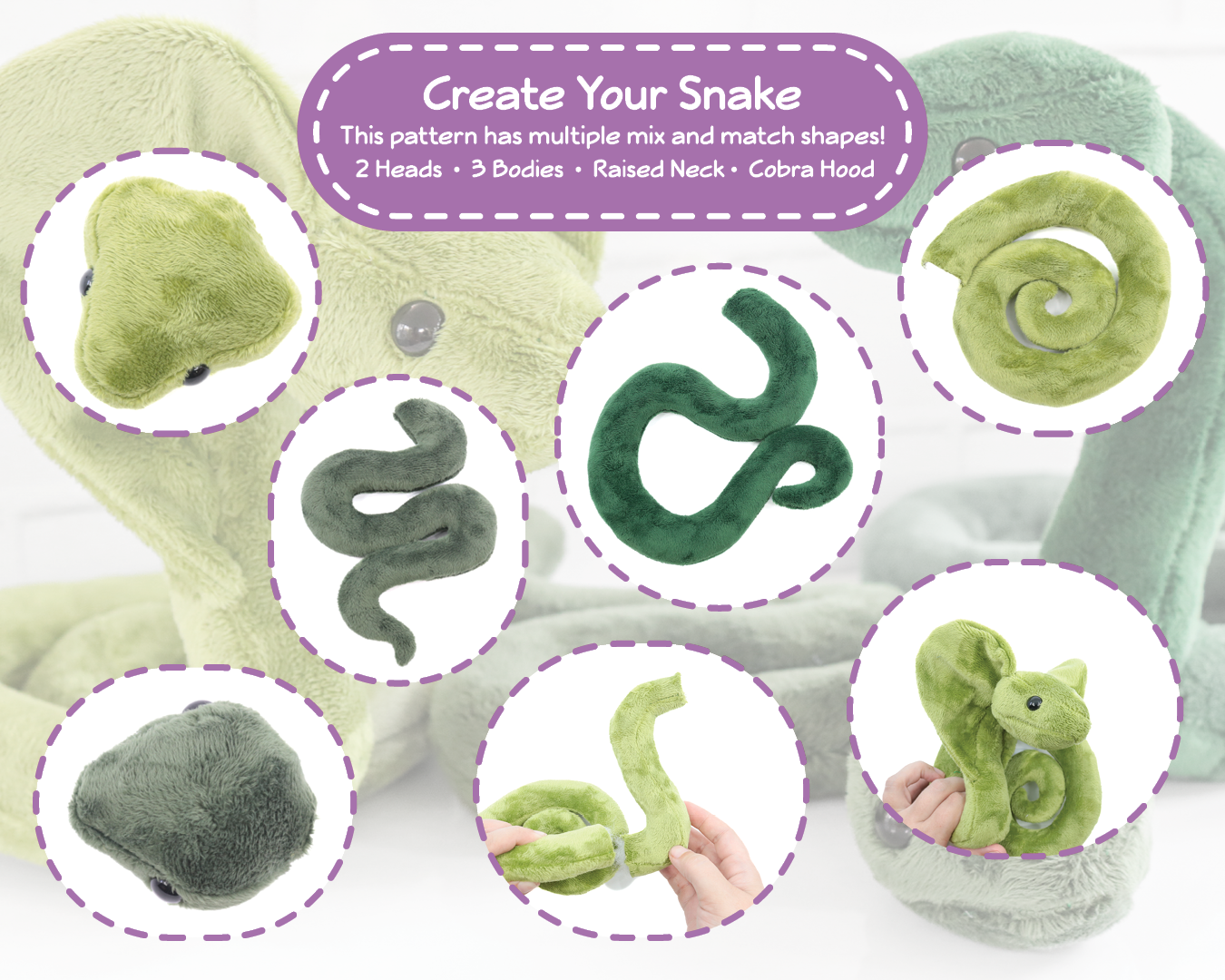Mix and Match Snake Stuffed Animal Sewing Pattern