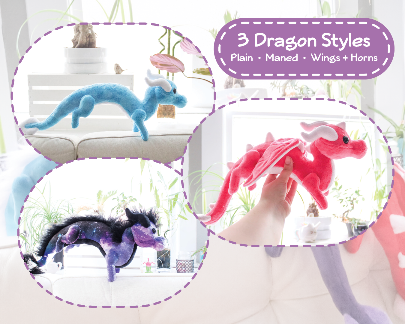 Shoulder Dragon Plush Sewing Pattern Stuffed Animal Pattern PDF File Digital Download