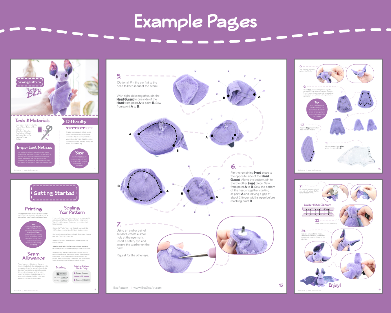 Bat Stuffed Animal Sewing Pattern Digital Download BeeZeeArt