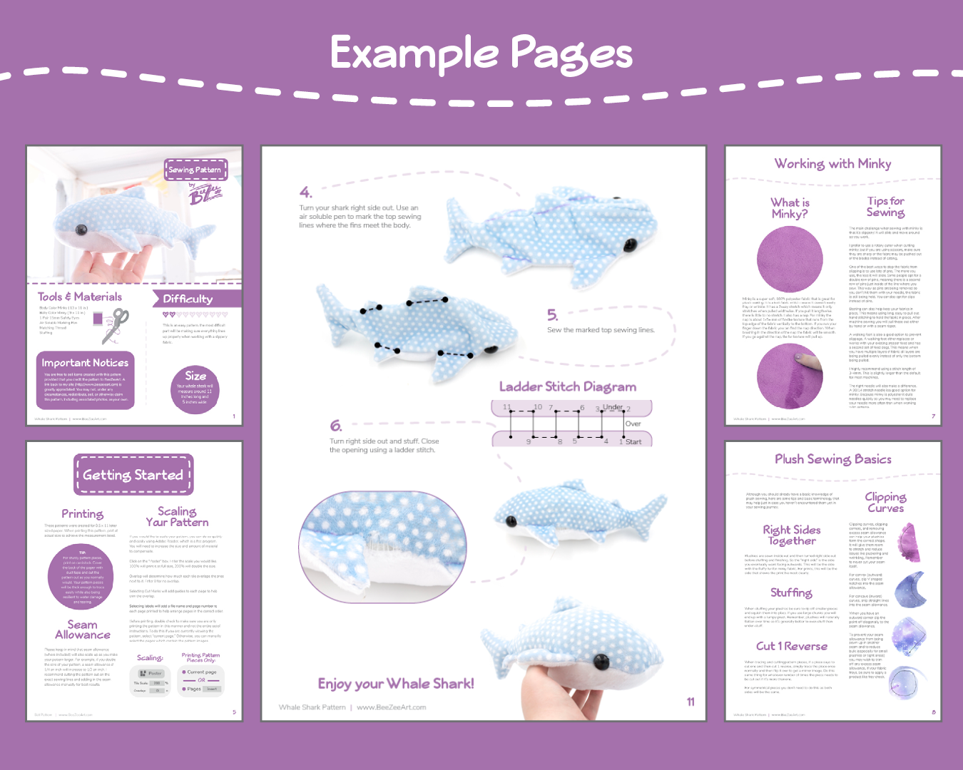 Whale Shark Sewing Pattern Digital Download BeeZeeArt whale-shark-sewing-pattern-digital-download-beezeeart