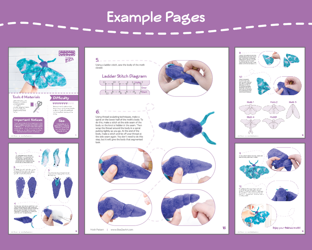 Moth Plush Sewing Pattern - Digital Download – BeeZeeArt