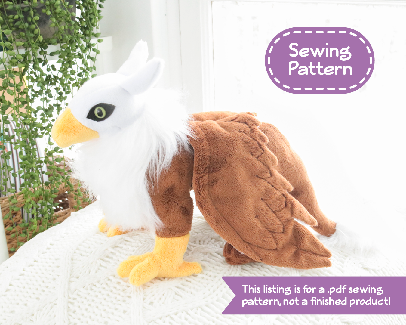 Griffin Stuffed Animal Sewing Pattern Digital Download BeeZeeArt
