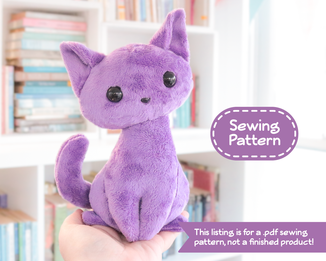 Sitting Kitty Cat Stuffed Animal Sewing Pattern, PDF Plush Pattern D