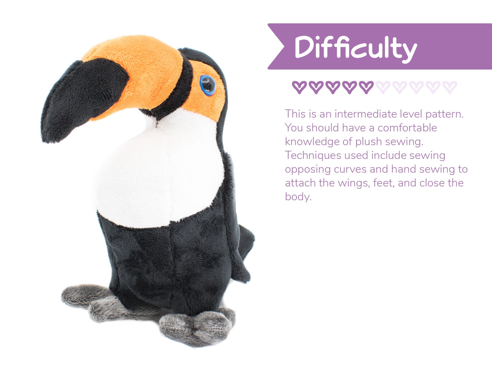 Toucan Stuffed Animal Sewing Pattern Digital Download BeeZeeArt