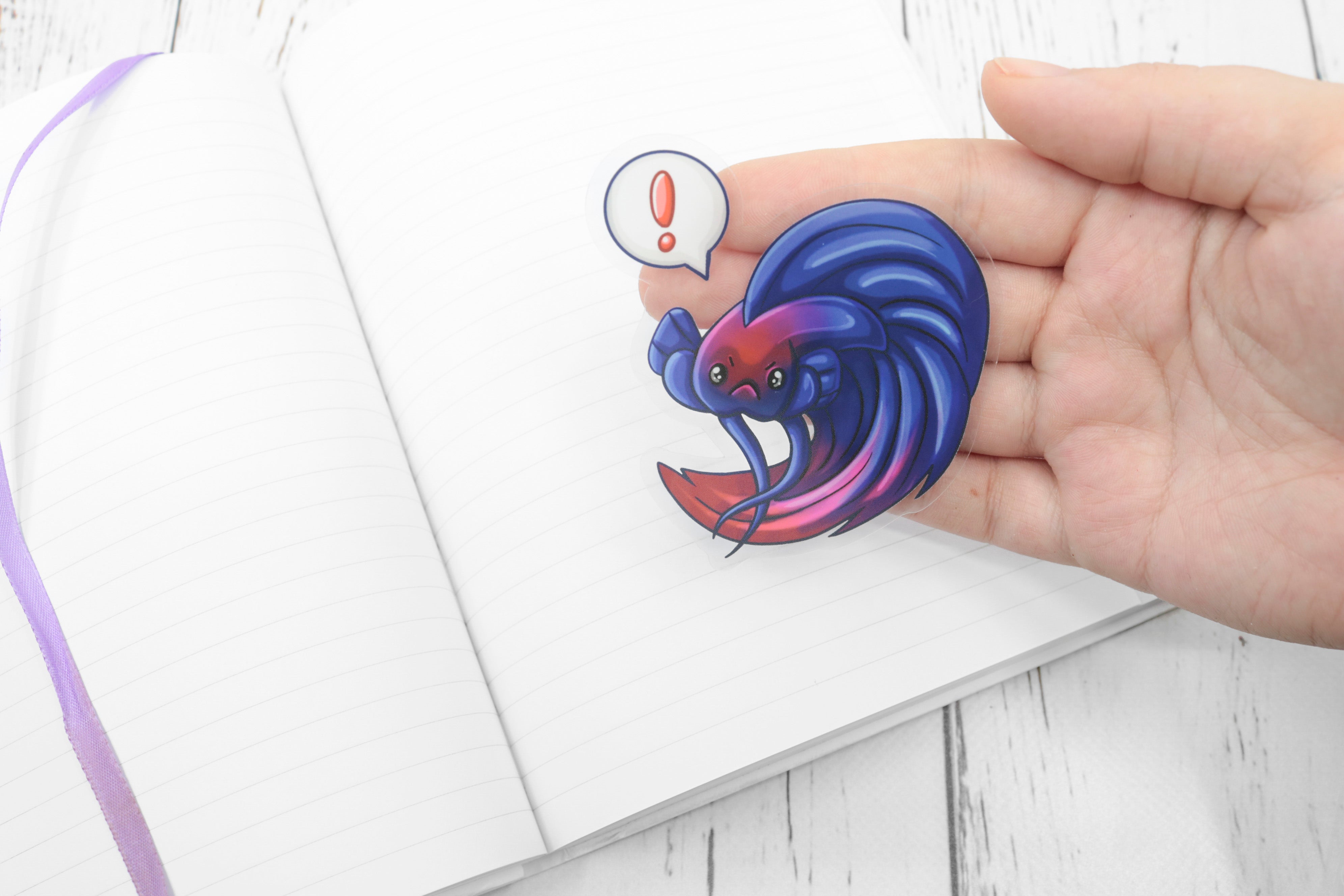 Angry Betta Fish - Clear Vinyl Sticker - 3 x 3 Inches – BeeZeeArt