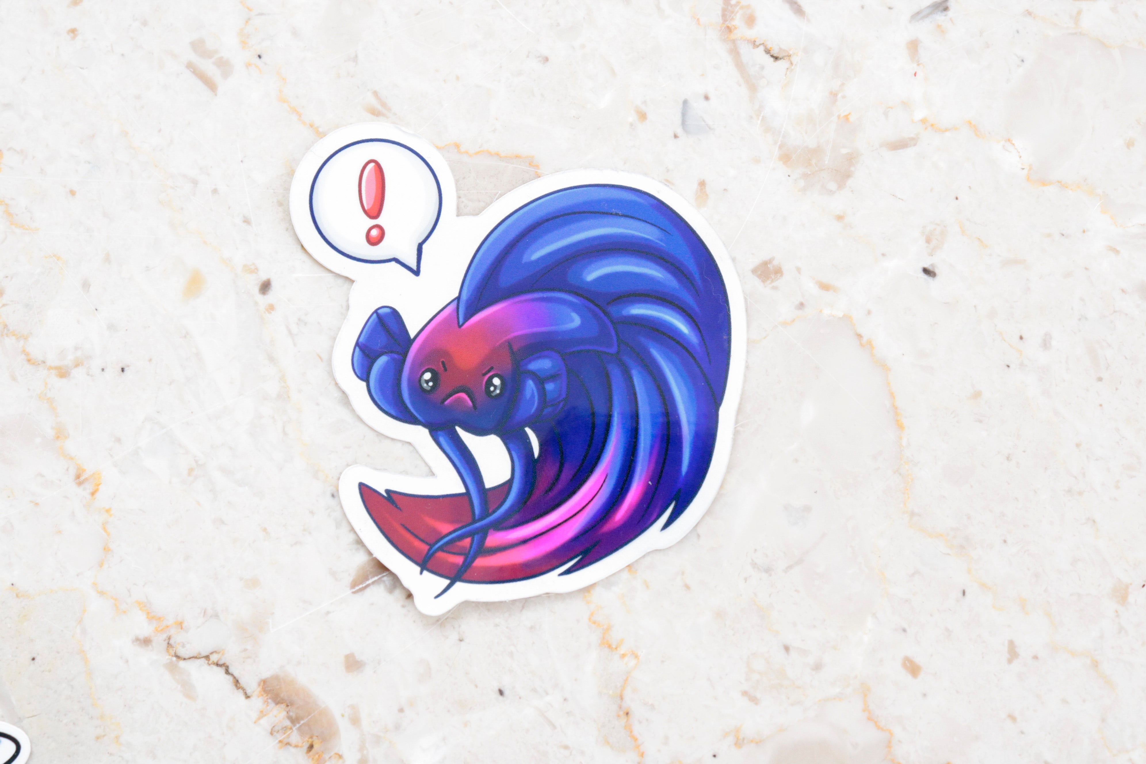 Angry Betta Fish - Clear Vinyl Sticker - 3 x 3 Inches – BeeZeeArt