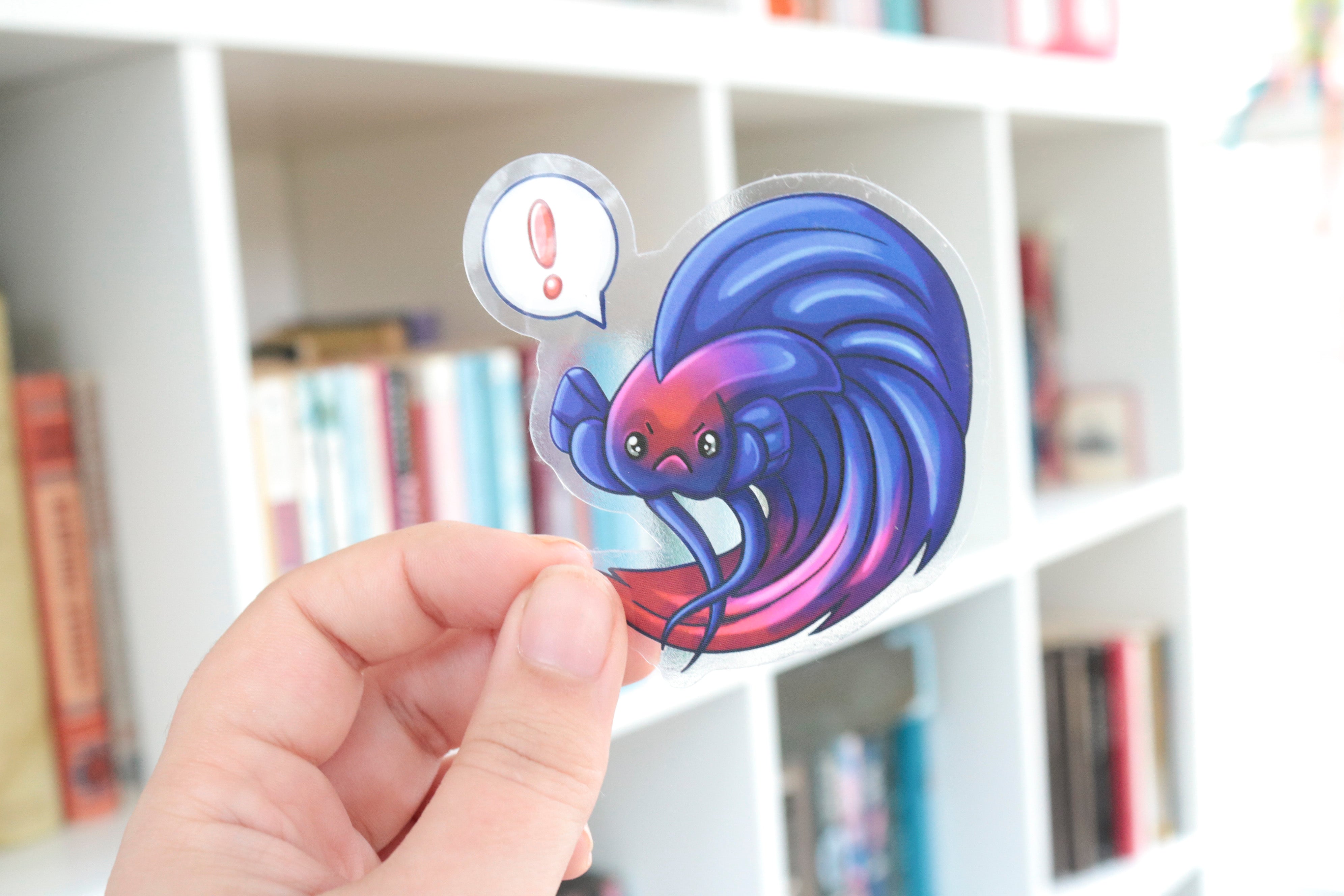 Angry Betta Fish - Clear Vinyl Sticker - 3 x 3 Inches – BeeZeeArt