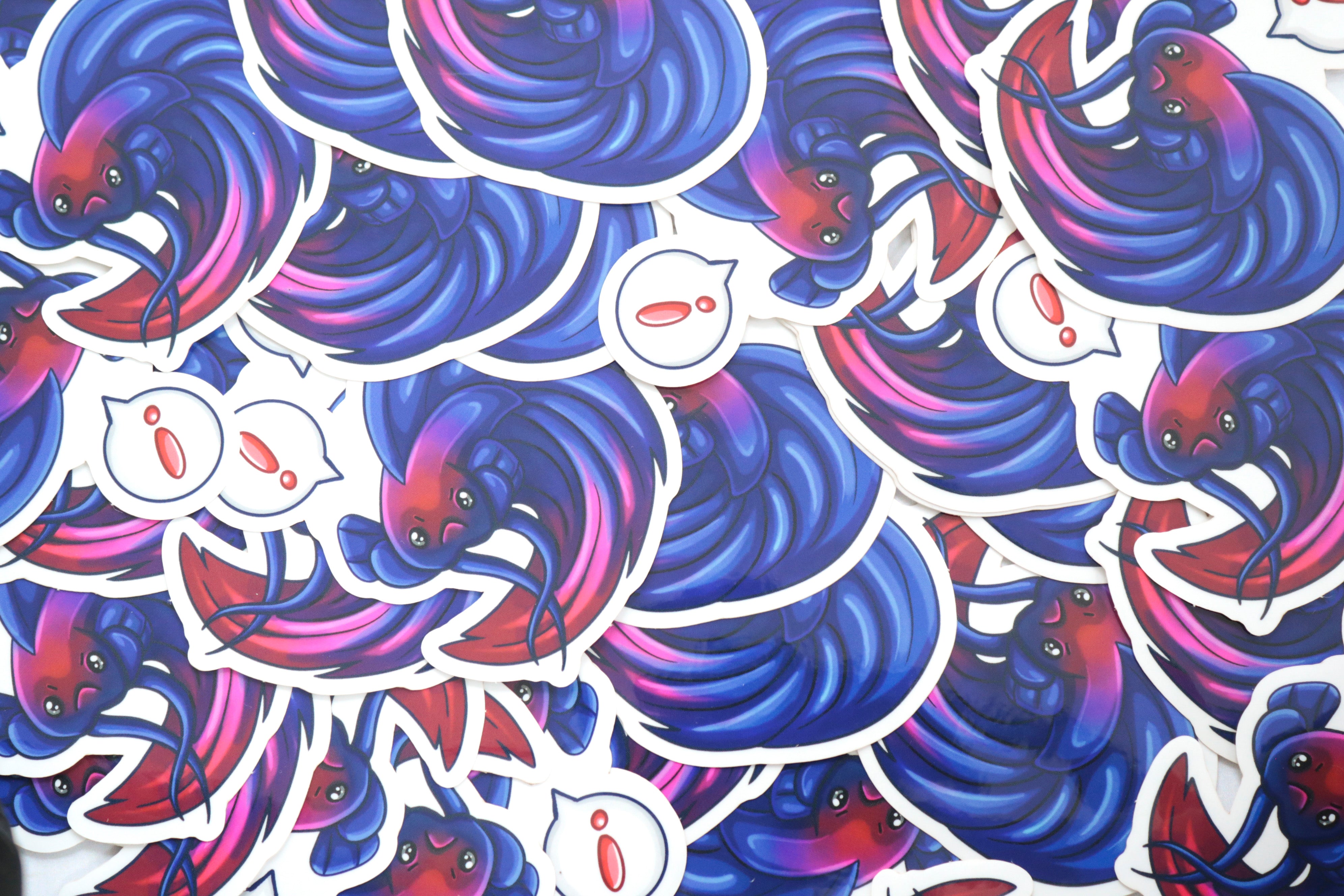 Angry Betta Fish - Clear Vinyl Sticker - 3 x 3 Inches – BeeZeeArt