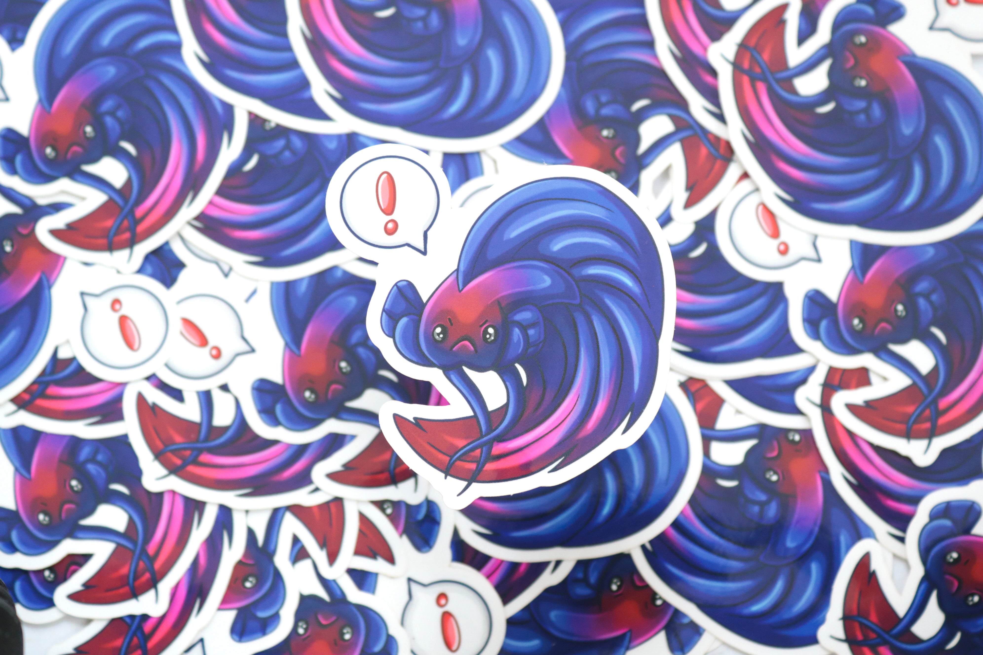 Angry Betta Fish - Clear Vinyl Sticker - 3 x 3 Inches – BeeZeeArt
