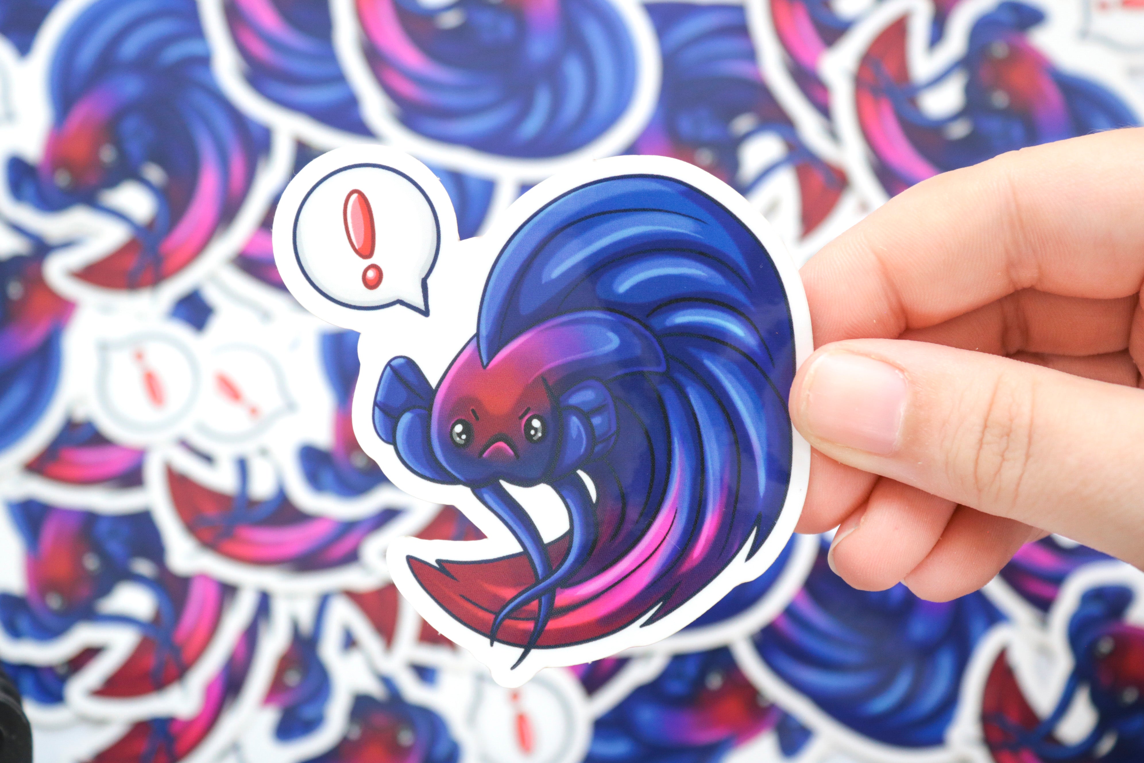 Angry Betta Fish - Clear Vinyl Sticker - 3 x 3 Inches – BeeZeeArt