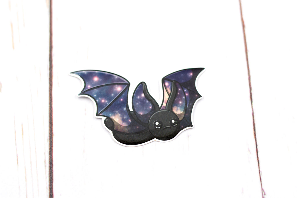 Galaxy Bat Sticker - Flying in Black, Stickers, BeeZeeArt 