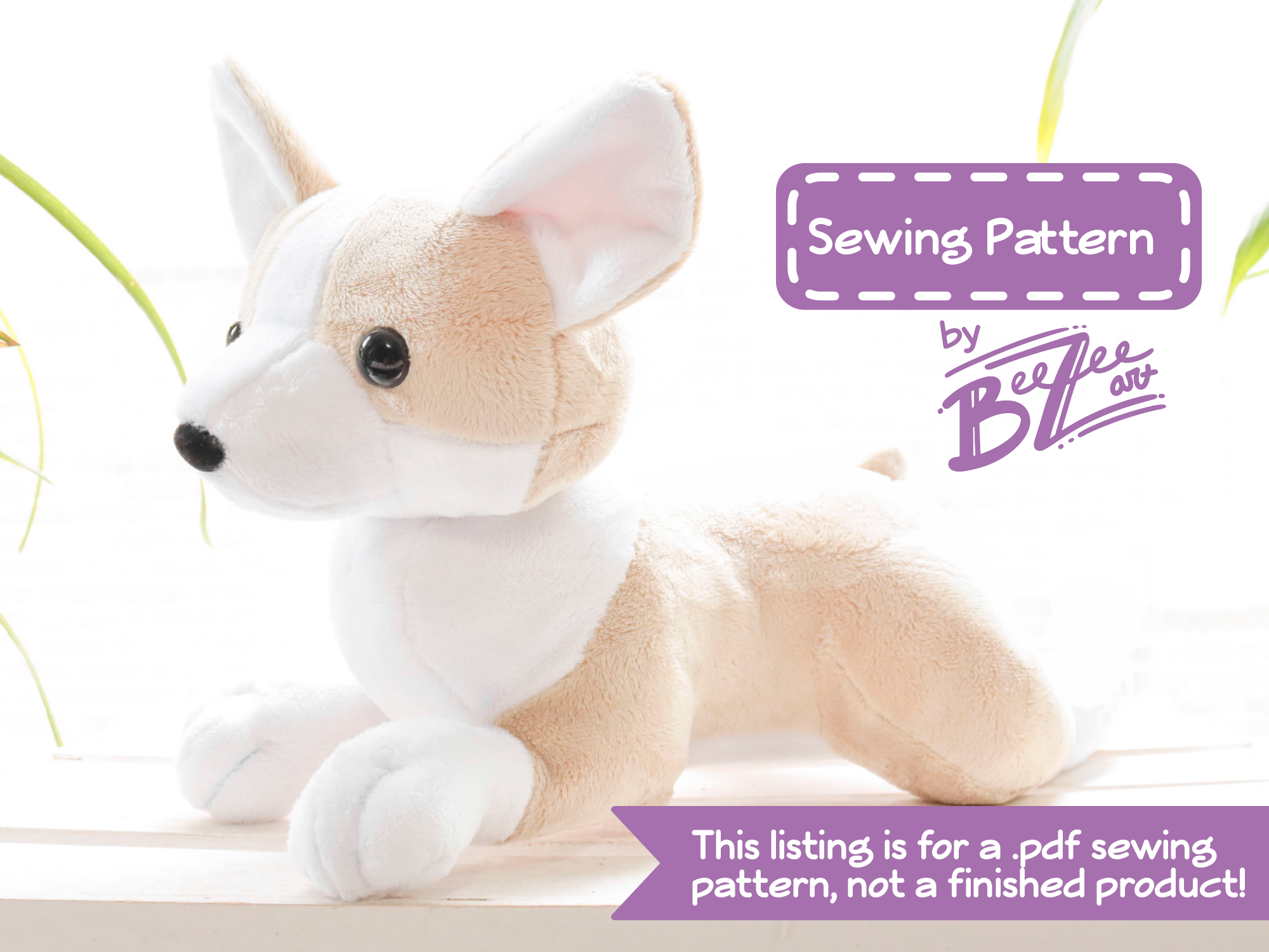 Laying Corgi Stuffed Animal Sewing Pattern Digital Download