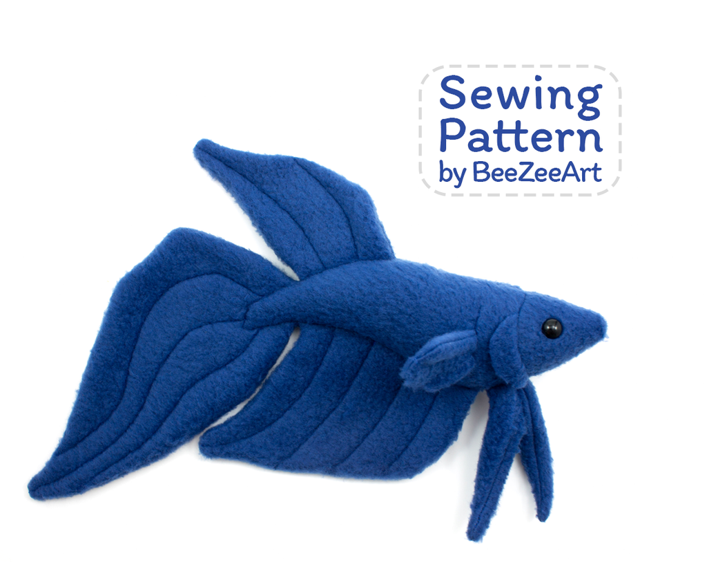 Betta Fish Stuffed Animal Sewing Pattern  - Digital Download, Pattern, BeeZeeArt 
