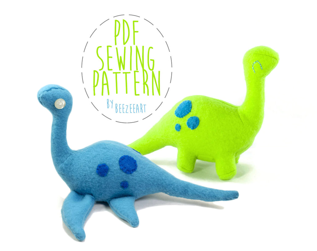 Dinosaur and Loch Ness MonsterStuffed Animal Sewing Pattern  - Digital Download, Pattern, BeeZeeArt 